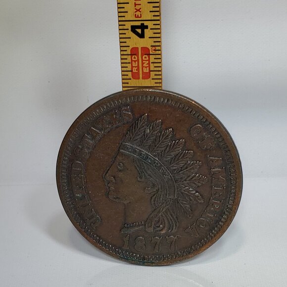 NOVELTY OVERSIZE REPLICA OF AN 1877 INDIAN HEAD PENNY - Picture 3 of 3